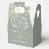 Sage Groene Strijklichten Bloemen Bruiloft Bedankdoosjes (Geopend)