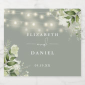 Sage Groene String Lights Bloemen Groen Bruiloft Bier Etiket (Enkel label)