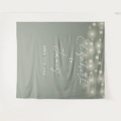 Sage Groene String Lights Bruiloft Foto Achtergron Wandkleed (Voorkant (horizontaal))