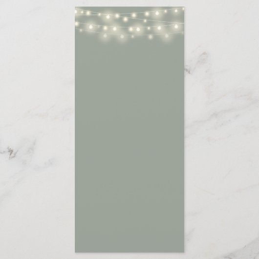 Sage Groene String Lights Signature Bruiloft Menu (Achterkant)