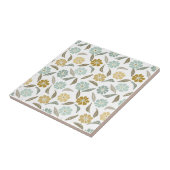 Sage groene tan retro bloemenpatroon tegeltje (Zijkant)