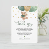 Sage Groene Teddybeer Veel Baby shower Bedankkaart (Staand voorkant)