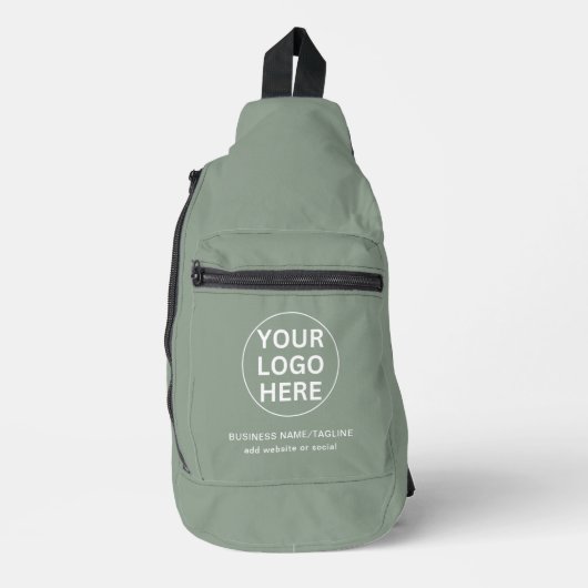 Sage Groene Tekst & Logo Promotiezaken Sling Bag (Voorkant)