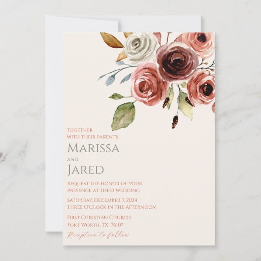 Sage Groene Terracotta Bruiloft Bloemen Kaart (Voorkant)