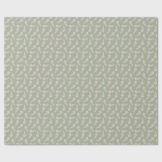 Sage Groene Terracotta Roze Candy Canes Kerstmis Cadeaupapier (Vlak)