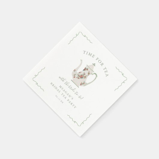 Sage Groene Thee Vrijgezellenfeest Bruids Tea Part Servet (Hoek)