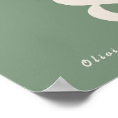 Sage Groene Trouw | Tafel Nummer Kaarten Poster (Hoek)