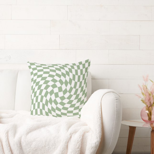 Sage Groene Trouwcollectie Geruit  Kussen (Bank)