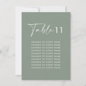 Sage groene trouwtafel nummer zitgrafiek (Achterkant)