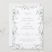 Sage Groene Tuin Bloemen Bruiloft Kaart (Voorkant)