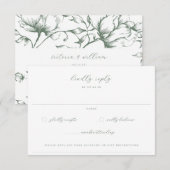 Sage Groene Tuin Bloemen Bruiloft RSVP Kaartje (Voorkant / Achterkant)