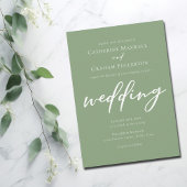Sage Groene Typografie Eenvoudige Outdoor Wedding Kaart