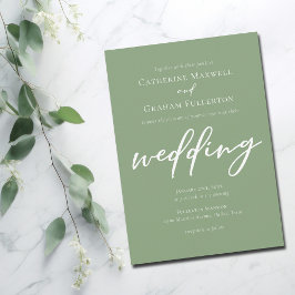 Sage Groene Typografie Eenvoudige Outdoor Wedding Kaart