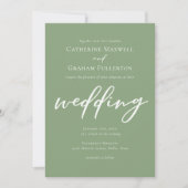 Sage Groene Typografie Eenvoudige Outdoor Wedding Kaart (Voorkant)