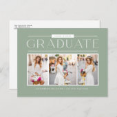 Sage Groene Typografie Foto Collage Afstuderen Briefkaart (Voorkant / Achterkant)