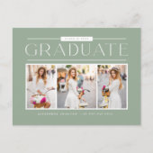 Sage Groene Typografie Foto Collage Afstuderen Briefkaart (Voorkant)