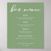 Sage Groene Typografie Minimalistische Wedding Bar Poster (Voorkant)