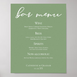 Sage Groene Typografie Minimalistische Wedding Bar Poster
