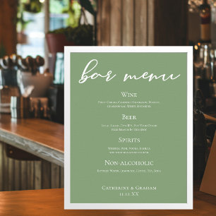 Sage Groene Typografie Minimalistische Wedding Bar Poster