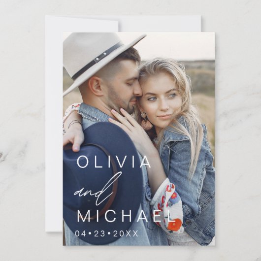 Sage Groene Typografie Sla de Datumfoto op Save The Date (Voorkant)