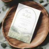 Sage groene uitnodigingen bruiloft waterverf scrip