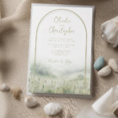 Sage groene uitnodigingen bruiloft waterverf scrip
