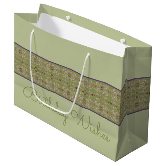 Sage Groene Verjaardag Tas Gift Bag Groot Cadeauzakje (Voorkant Gekanteld)