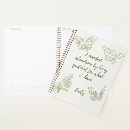 Sage groene vlinder positieve bevestiging planner (Display)
