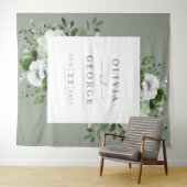 Sage Groene Waterverf Bloemen Foto Booth Achtergro Wandkleed (In Situ (horizontaal))