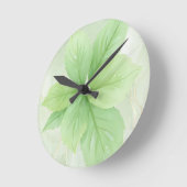 Sage Groene Waterverf Botanische Minimalistische B Ronde Klok (Hoek)