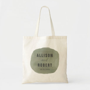 Sage Groene Waterverf Bruiloft Welkomsttas, Tote Bag