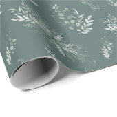 Sage Groene Waterverf Eucalyptus Elegant Cadeaupapier (Rol Hoek)