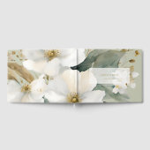 Sage Groene Waterverf Flower & Foliage Bruiloft Gastenboek (Volledig)