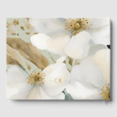 Sage Groene Waterverf Flower & Foliage Bruiloft Gastenboek (Achterkant)