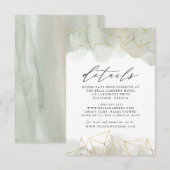 Sage Groene Waterverf Geometrische bruiloft Detail Informatiekaartje (Voorkant / Achterkant)