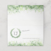 Sage groene waterverf gras effect bruiloft plaatskaartje (Buitenkant ongevouwen)