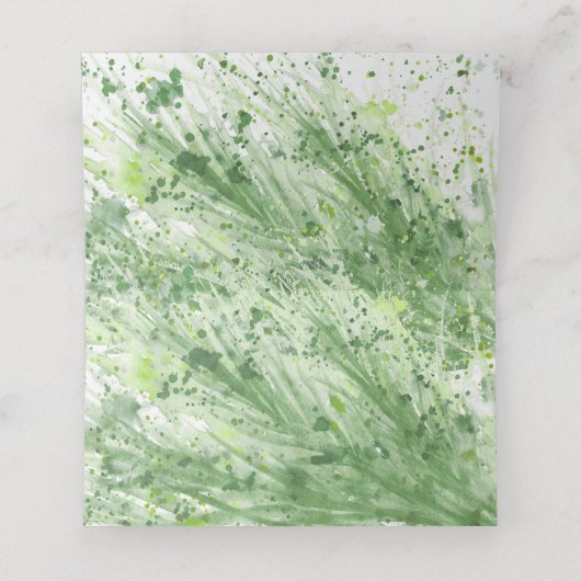 Sage groene waterverf gras effect bruiloft plaatskaartje (Binnenkant ongevouwen)