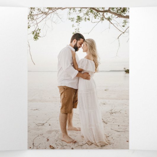 Sage groene waterverf groene bruinbruidbruiloft drieluik programma (Binnenkant midden)