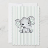 Sage Groene Waterverf Olifant Baby shower Kaart (Achterkant)