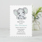 Sage Groene Waterverf Olifant Baby shower Kaart (Staand voorkant)