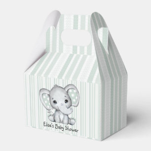 Sage Groene Waterverf Olifant Neutraal Baby shower Bedankdoosjes