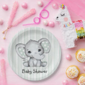 Sage Groene Waterverf Olifant Neutraal Baby shower Papieren Bordje (Feest)