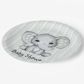 Sage Groene Waterverf Olifant Neutraal Baby shower Papieren Bordje (Gekanteld)