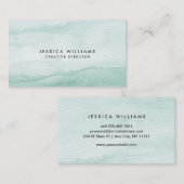 Sage Groene Waterverf Ombre Elegant Visitekaartje (Voorkant / Achterkant)
