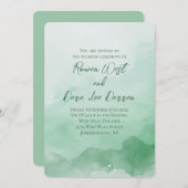 Sage Groene Waterverf Ombre Schilderbruiloft Kaart (Voorkant / Achterkant)