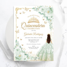 Sage Groene Waterverf Rozen Gouden Quinceanera