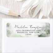 Sage Groene Waterverf Splash Script Retouradres Etiket (Insitu)