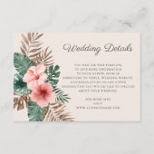 Sage Groene Waterverf Tropische bruiloft Details Informatiekaartje (Voorkant)