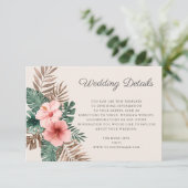 Sage Groene Waterverf Tropische bruiloft Details Informatiekaartje (Staand voorkant)