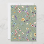 Sage Groene Waterverf Vlinder & Wildflower Bedankkaart (Achterkant)